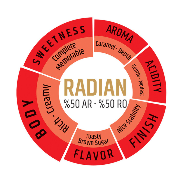 دانه قهوه رادیان ترکیب 50% عربیکا و 50% ربوستا دونیسی - 1 کیلوگرم