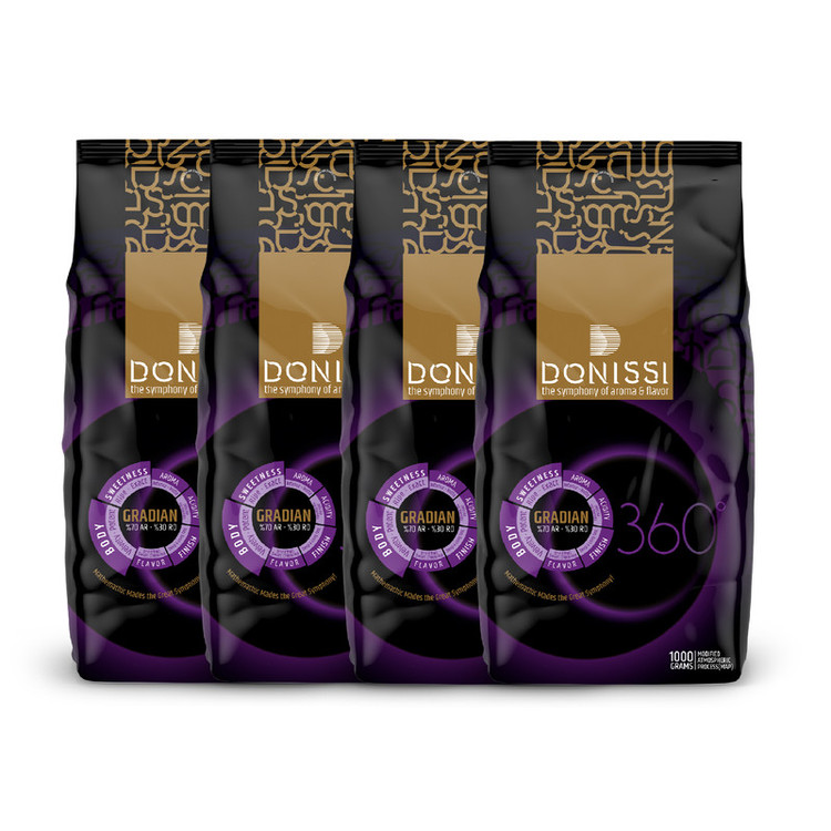 دانه قهوه 70% عربیکا 30% روبوستا گرادیان دونیسی - 1000 گرم بسته 4 عددی