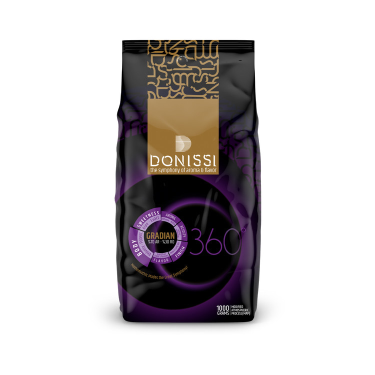 دانه قهوه 70% عربیکا 30% روبوستا گرادیان دونیسی - 1000 گرم بسته 4 عددی